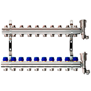 Комплект коллекторов Ридан FHF-10R set с кронштейнами и воздухоотводчиками, 10 контуров, 088U0710R