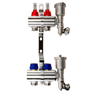 Комплект коллекторов Ридан FHF-2RF set с расходомерами, кронштейнами и воздухоотводчиками, 2 контура, 088U0722R