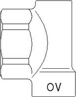 Концевая пробка для коллектора Oventrop 1", латунь, выход под воздухоотводчик 3/8 ВР, отвод на шаровой кран 1/2 ВР, артикул 1400691